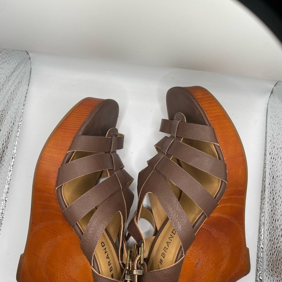 Lucky Brand LP- Leminah Women's Wedge Sandals Size 8 Leather Brown - Picture 6 of 6